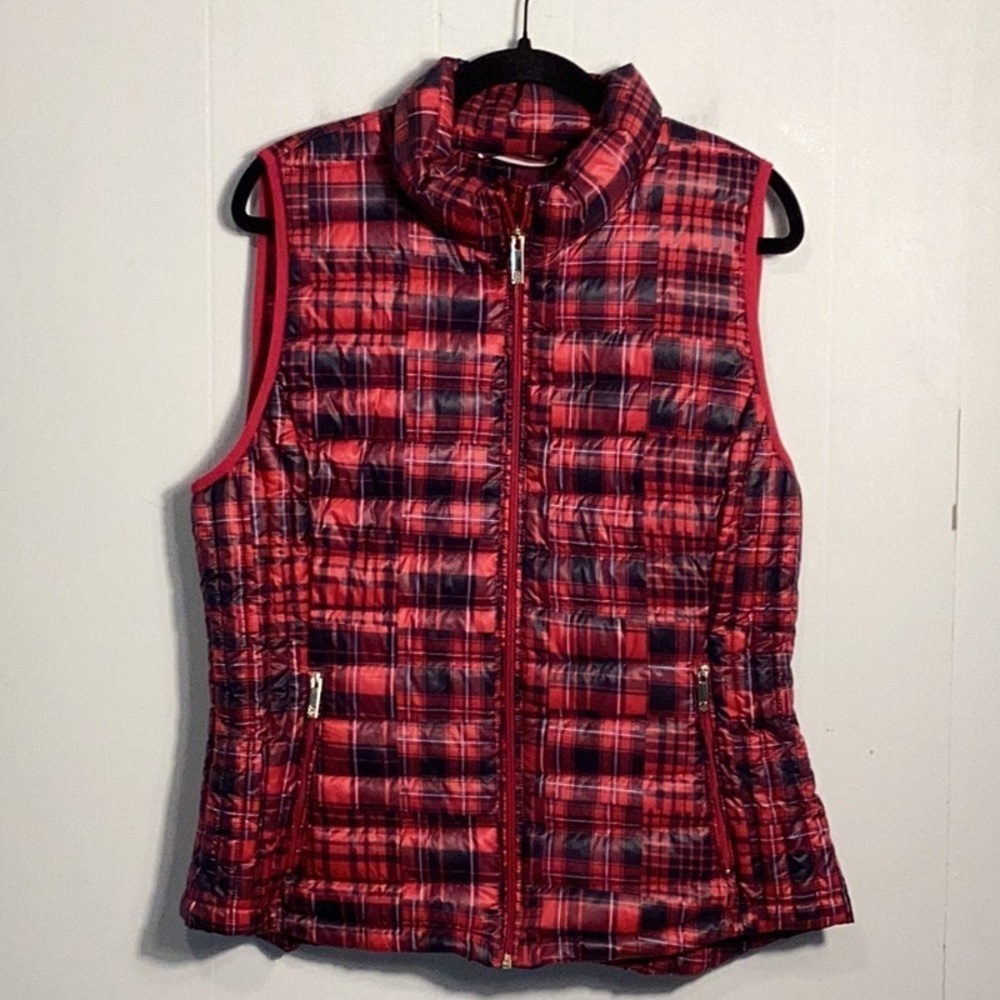 Tommy Hilfiger Women’s Sleeveless Plaid Puffer Vest Packable Lightweight T38*